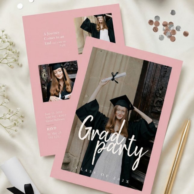 Invitación Modern Rose Gold Photo Collage Graduation (Subido por el creador)
