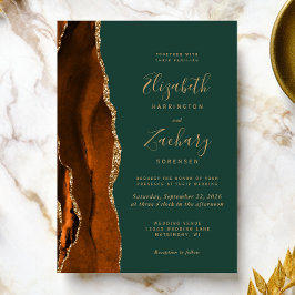 Invitación Modern Rust Emerald Green Agate Wedding
