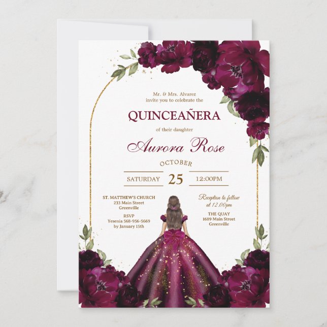 Invitación Modern Rustic Quinceanera Invitation (Anverso)