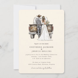 Invitación Modern Rustic Western Photo Wedding Invitation 