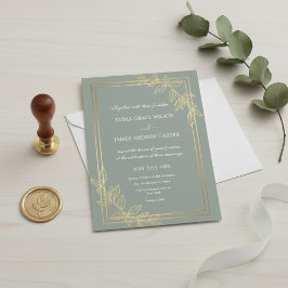 Invitación Modern Sage Green and Gold Foil Botanical Elegant 