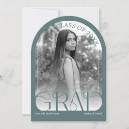 Invitación Modern Sage Green Arch Photo Graduation Party