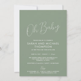 Invitación Modern Sage Green Baby Shower Elegant Script