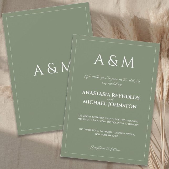 Invitación Modern sage green minimalist wedding (Subido por el creador)