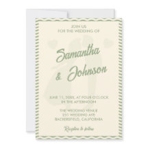 Modern Sage Green Wavy Stripe QR Code Wedding
