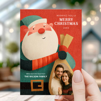Invitación Modern Santa Christmas Card