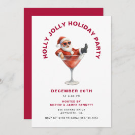Invitación Modern Santa Holly Jolly Christmas Party