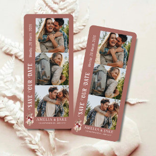 Invitación Modern Save the Date de tira de foto de Rosewood p