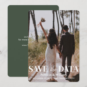Invitación Modern Save The Date Forest Green Photo Boda