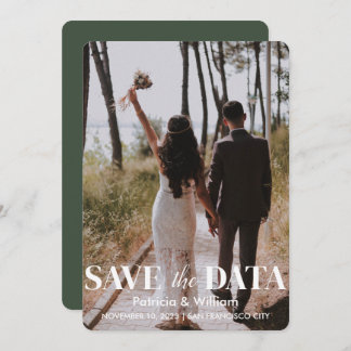 Invitación Modern Save The Date Forest Green Photo Boda
