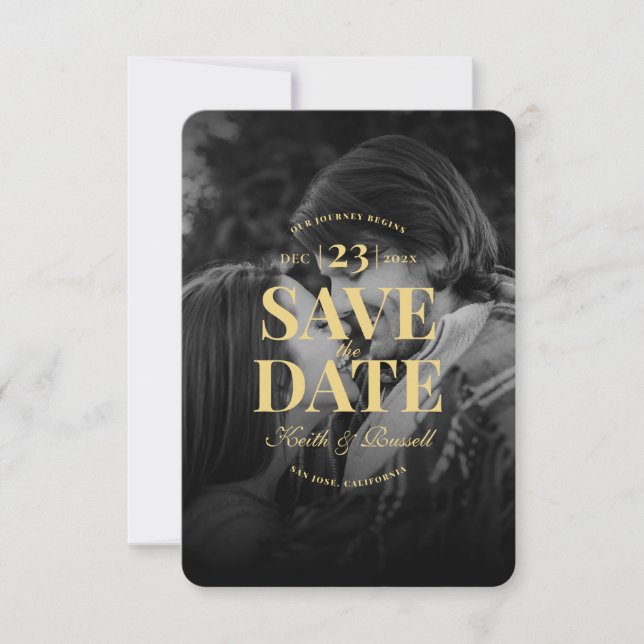 Invitación Modern Save the Date Monogram QR Boda (Anverso)