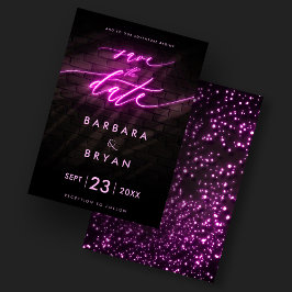 Invitación Modern Save The Date Neon Pink Boda