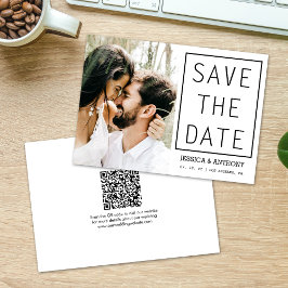 Invitación Modern Save The Date Photo QR Code Boda