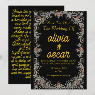 Invitación Modern Scandinavian Rosemaling Wedding Invitation 