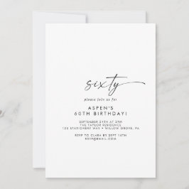 Invitación Modern Script 60th Birthday Party Invitation