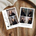 Invitación Modern Script 6 Photos Graduation Announcement<br><div class="desc">Celebrate your graduate’s milestone with this Modern Script 6 Photos Graduation Announcement, designed to beautifully showcase seven favorite photos in a clean, modern layout. Featuring elegant flowing script paired with minimalist typography, this personalized announcement highlights special memories while sharing the exciting news with family and friends. Perfect for high school...</div>
