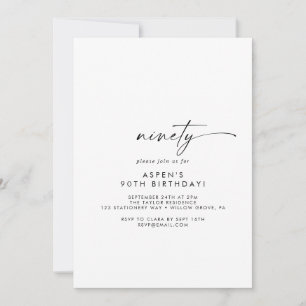 Invitación Modern Script 90th Birthday Party Invitation