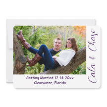 Modern Script & Asymmetrical Photo Save the Date