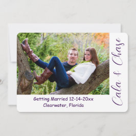 Invitación Modern Script & Asymmetrical Photo Save the Date