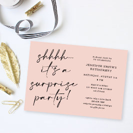 Invitación Modern Script Blush Pink Surprise Retirement Party