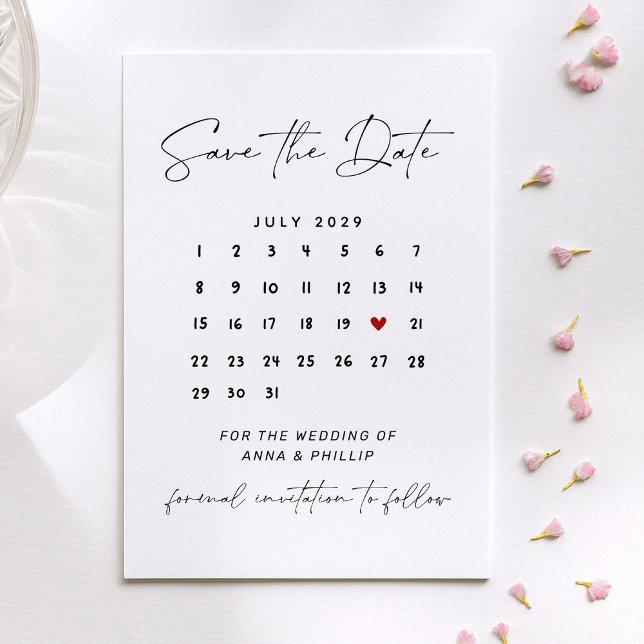Invitación Modern Script Calendar Wedding Save the Date (Subido por el creador)