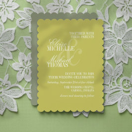 Invitación Modern Script Citrus Green Formal Wedding