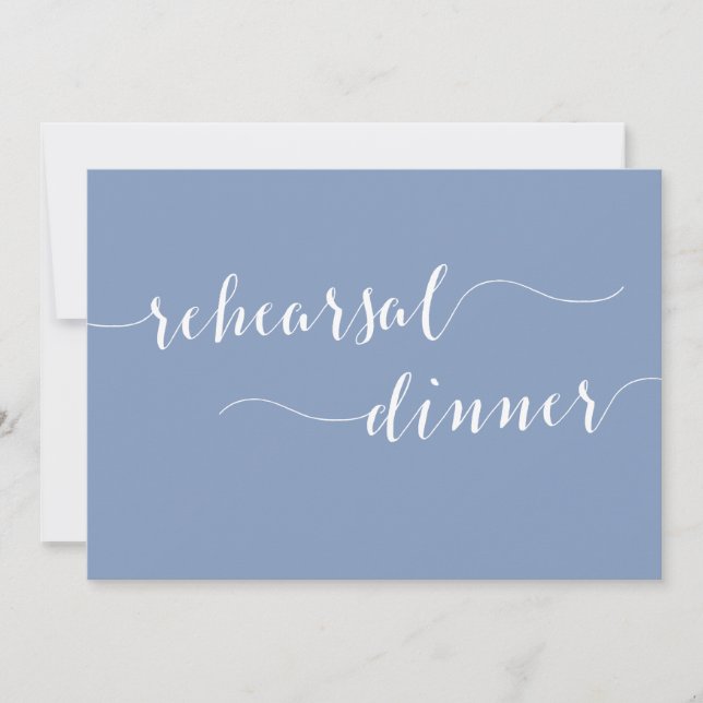 Invitación Modern Script Dusty Blue Wedding Rehearsal Dinner (Anverso)