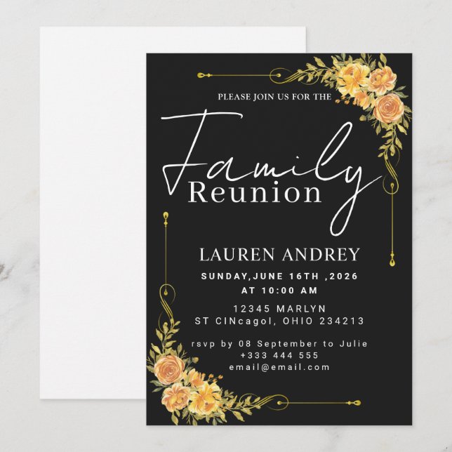 Invitación Modern Script Family Gathering Party (Anverso / Reverso)