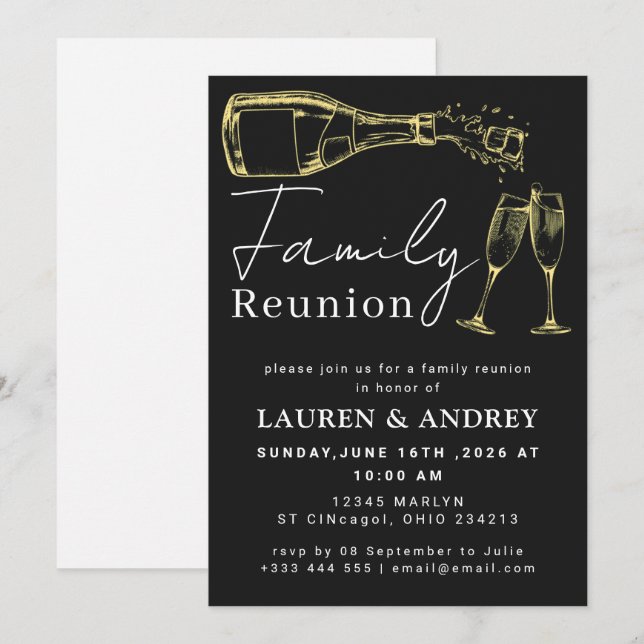 Invitación Modern Script Family Gathering Party (Anverso / Reverso)