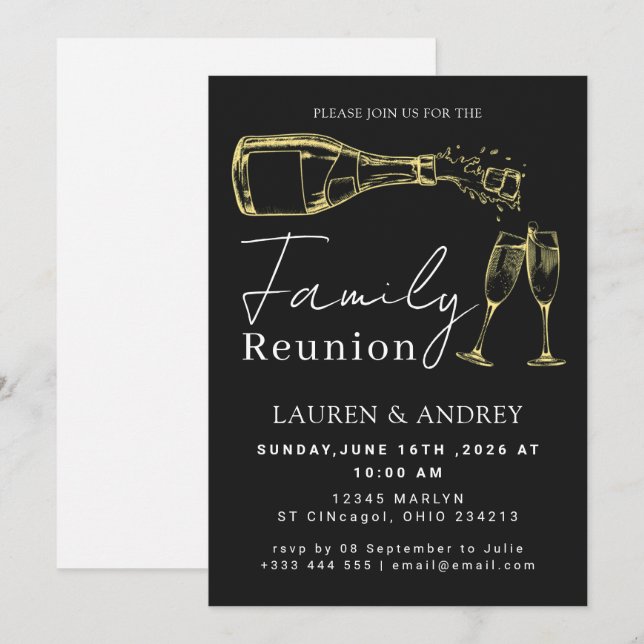 Invitación Modern Script Family Gathering Party (Anverso / Reverso)