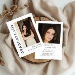 Invitación Modern Script Graduate 2 Photo Graduation<br><div class="desc">Celebrate your graduate’s milestone with this Modern Script 2 Photo Graduation Announcement, designed to beautifully showcase seven favorite photos in a clean, modern layout. Featuring elegant flowing script paired with minimalist typography, this personalized announcement highlights special memories while sharing the exciting news with family and friends. Perfect for high school...</div>