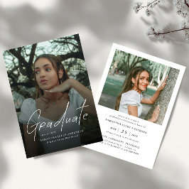 Invitación Modern Script Graduate Photo Graduation Party