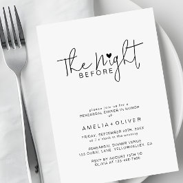 Invitación Modern Script Heart | Wedding Rehearsal Dinner