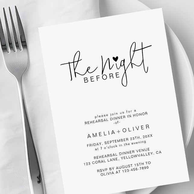 Invitación Modern Script Heart | Wedding Rehearsal Dinner (Subido por el creador)