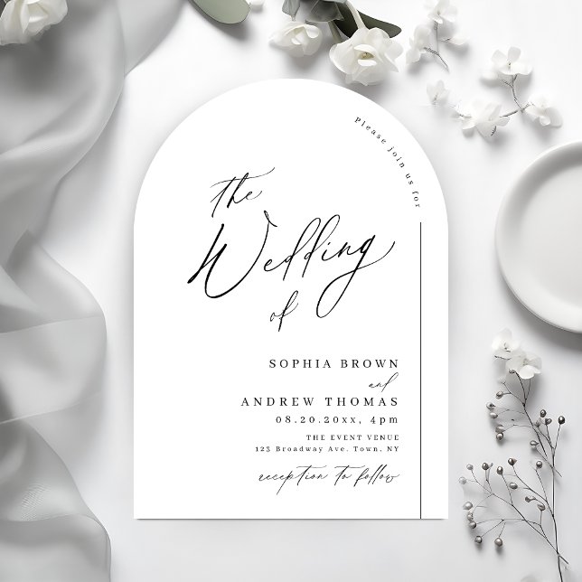 Invitación Modern script minimalist arch wedding (Modern script minimalist arch wedding invitation)
