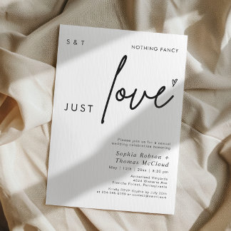 Invitación Modern Script Nothing Fancy Just Love Wedding 