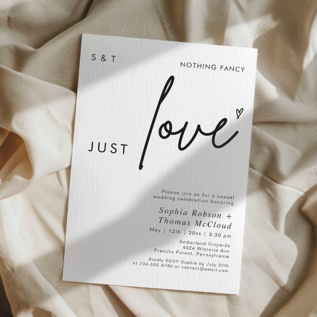 Invitación Modern Script Nothing Fancy Just Love Wedding  (Subido por el creador)