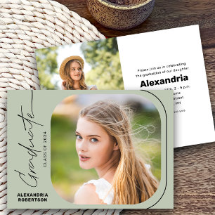 Invitación Modern Script Photo Class of 2025 Graduation Party