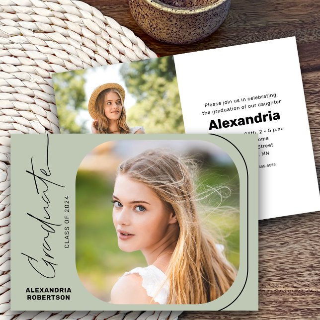 Invitación Modern Script Photo Class of 2025 Graduation Party (Subido por el creador)