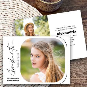 Invitación Modern Script Photo Class of 2025 Graduation Party