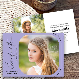 Invitación Modern Script Photo Class of 2025 Graduation Party