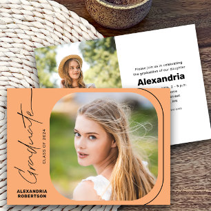 Invitación Modern Script Photo Class of 2025 Graduation Party