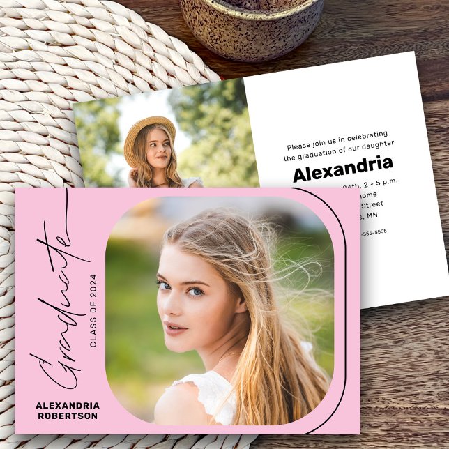 Invitación Modern Script Photo Class of 2025 Graduation Party (Subido por el creador)