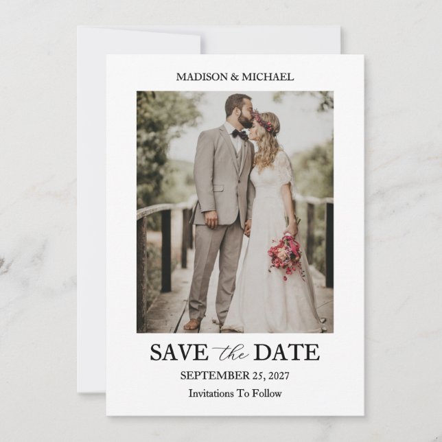 Invitación Modern Script Photo Wedding Save The Date (Anverso)