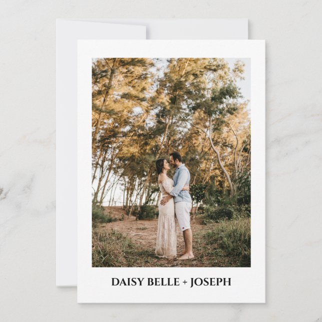 Invitación Modern Script Photo Wedding Save The Date (Anverso)