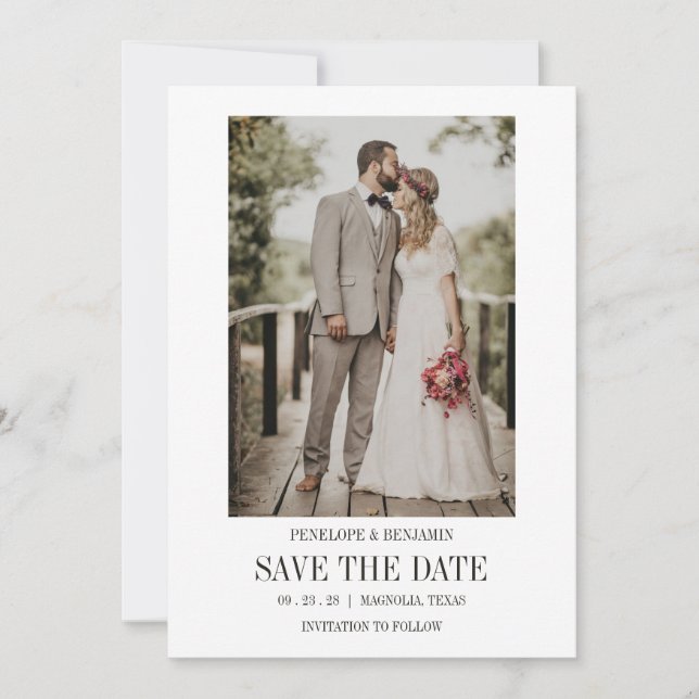 Invitación Modern Script Photo Wedding Save The Date (Anverso)