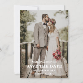 Invitación Modern Script Photo Wedding Save The Date