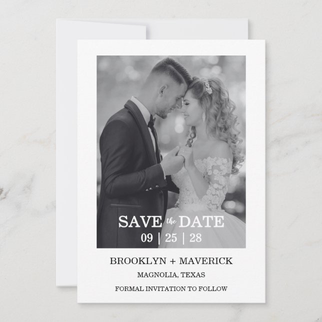 Invitación Modern Script Photo Wedding Save The Date (Anverso)
