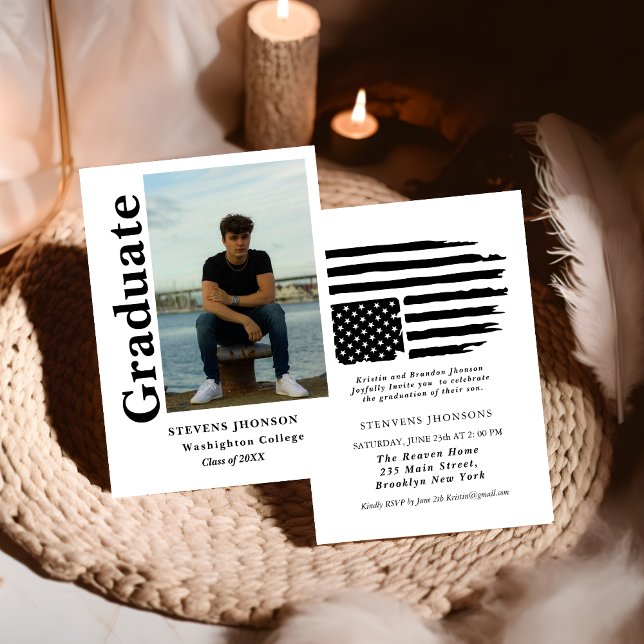 Invitación Modern script Police photo graduation invitation (Subido por el creador)