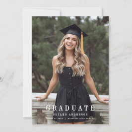 Invitación Modern Script Senior Photo Graduation 